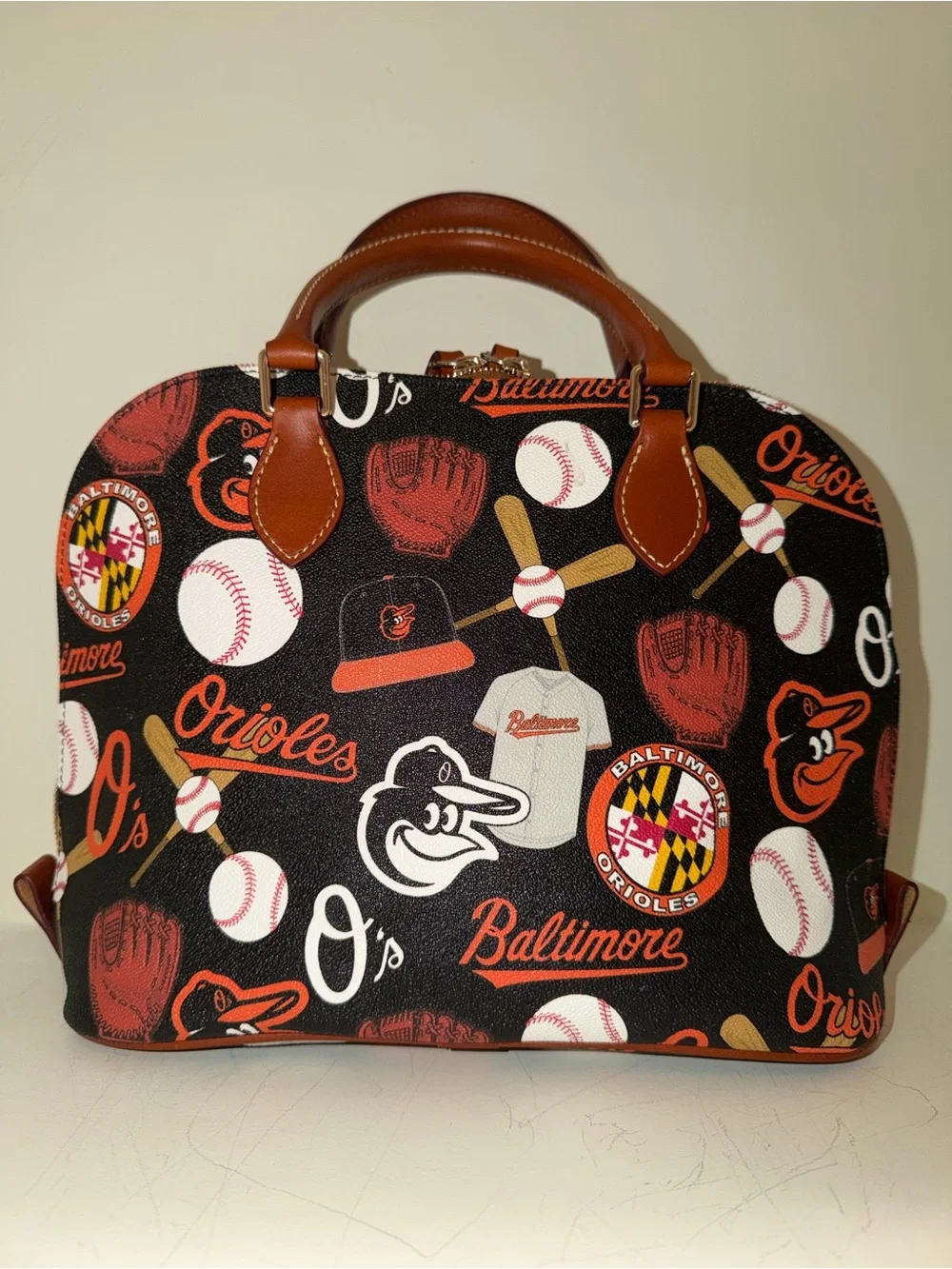Dooney & Bourke Black & Orange Baltimore Orioles Dome Satchel - Picture 2 of 11